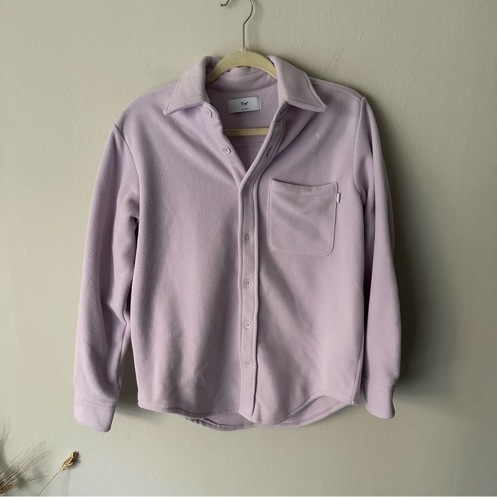 Aritzia Tna Cozy Boyfriend fleece Shirt Jacket in Lavender Size 1